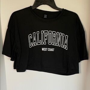 Fresral Black California West Coast Crop Top ladies size Large NWOT
